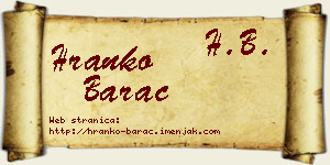 Hranko Barać vizit kartica